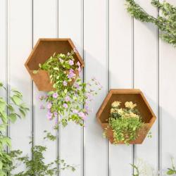 Jardini&egrave;res murales 2 pcs Rouill&eacute; Acier corten 30x10x25 cm