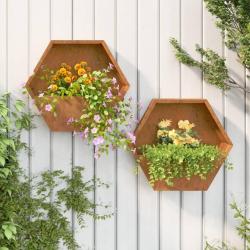 Jardini&egrave;res murales 2 pcs Rouill&eacute; Acier corten 46x10x40 cm