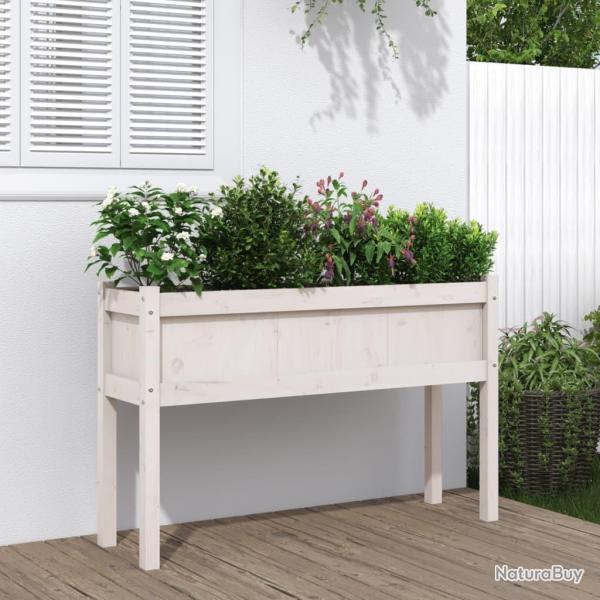 Jardini�res avec pieds blanc 110x31x70 cm bois de pin massif