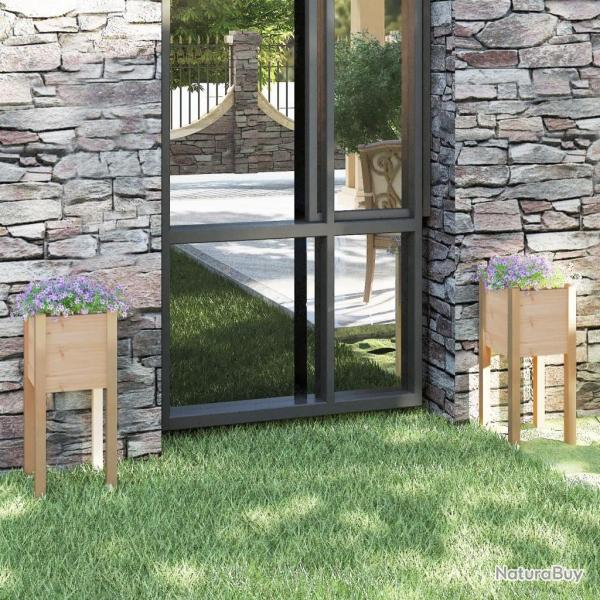 Jardini�res d'ext�rieur 2 pcs 31x31x70 cm bois de pin massif