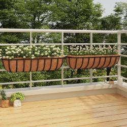Jardini&egrave;res murales 2 pcs en coco noir 91x20x23 cm acier