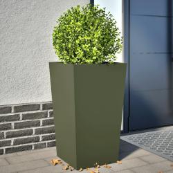 Jardini&egrave;res 2 pcs vert olive 45x45x75 cm acier