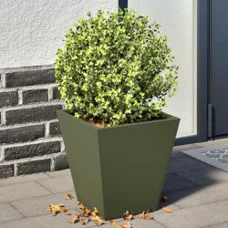 Jardini&egrave;res 2 pcs vert olive 30x30x30 cm acier