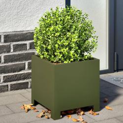 Jardini&egrave;res 2 pcs vert olive 30x30x30 cm acier
