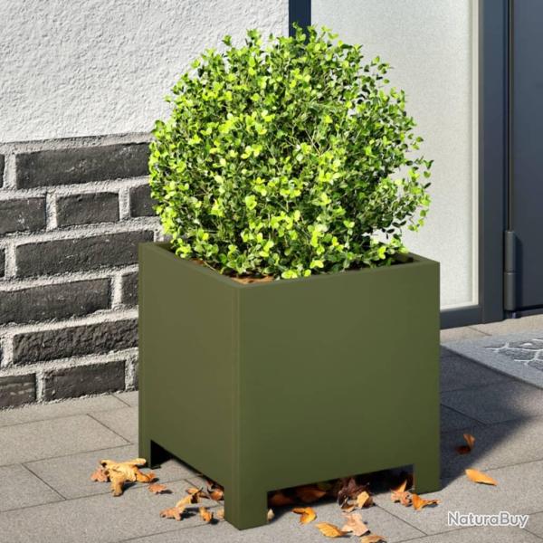 Jardinires 2 pcs vert olive 30x30x30 cm acier alsavelo