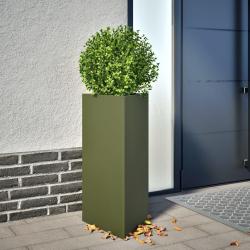 Jardini&egrave;res 2 pcs vert olive triangulaire 40x34,5x70 cm acier
