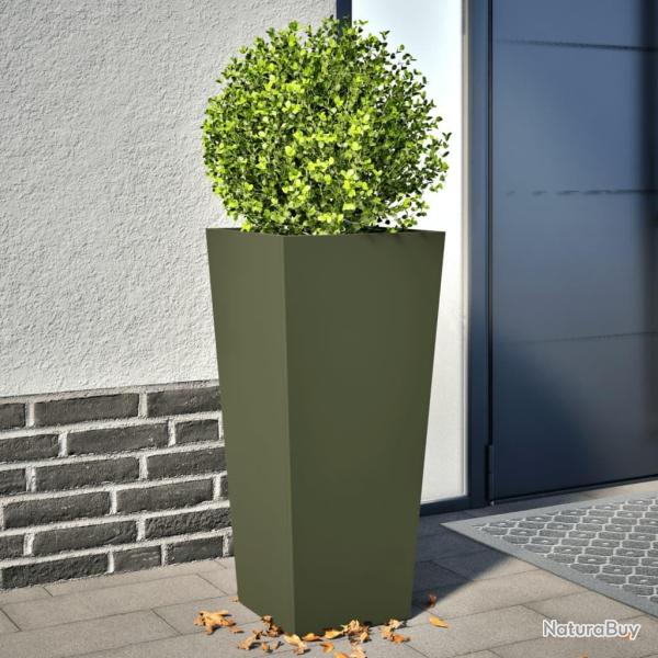 Jardini�res 2 pcs vert olive 35x35x75 cm acier