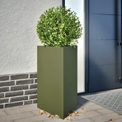Jardini&egrave;res 2 pcs vert olive triangulaire 50x43x75 cm acier