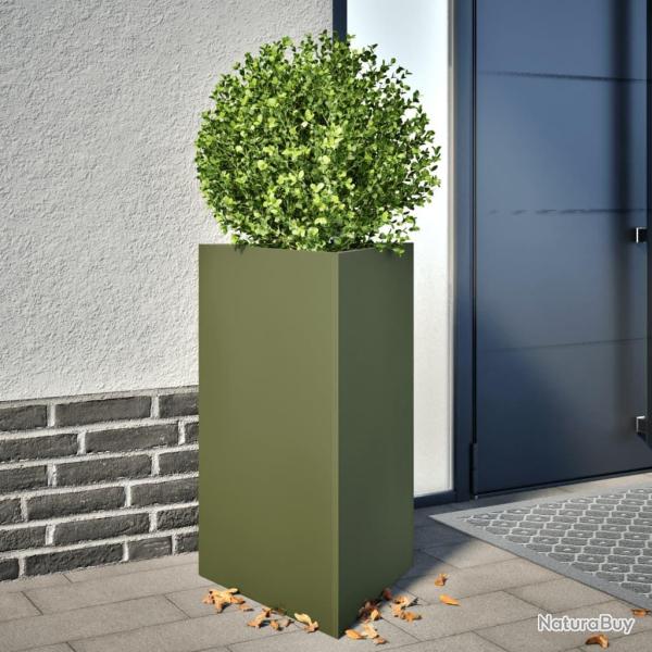 Jardini�res 2 pcs vert olive triangulaire 50x43x75 cm acier