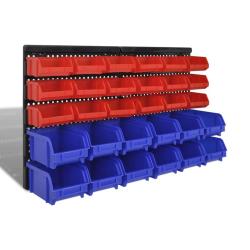 Jeu de paniers muraux de stockage Plastique 30pcs Bleu et rouge