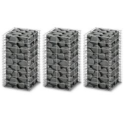 Jeu de panier de gabion 3 pcs Fil galvanis&eacute; 25x25x50 cm