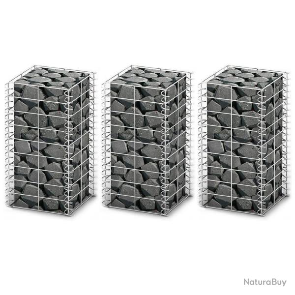 Jeu de panier de gabion 3 pcs Fil galvanis� 25x25x50 cm