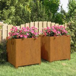 Jardini&egrave;res avec pieds 2 pcs Rouill&eacute; 49x47x50 cm Acier corten alsavelo