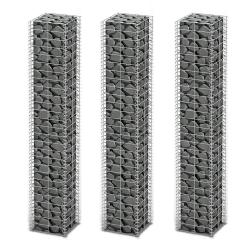 Jeu de panier de gabion 3 pcs Fil galvanis&eacute; 25x25x150 cm
