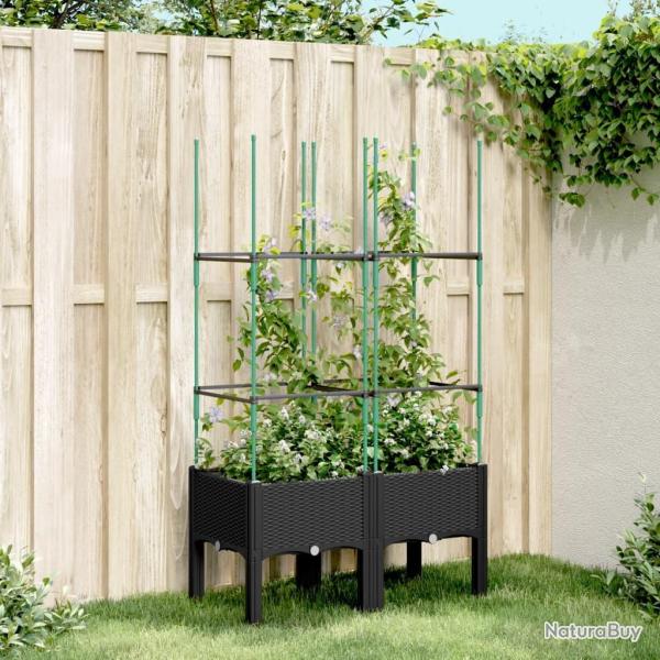 Jardini�re avec treillis noir 80x40x142,5 cm PP