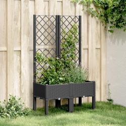 Jardini&egrave;re avec treillis noir 80x40x142 cm PP