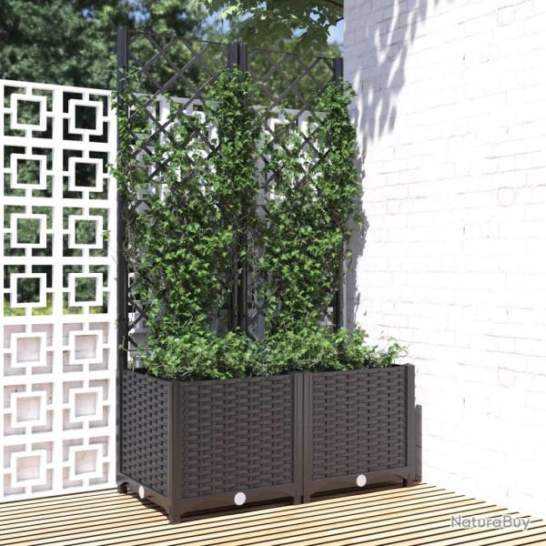 Jardini�re avec treillis Noir 80x40x136 cm PP