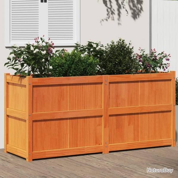 Jardinire cire marron 150x50x70 cm bois de pin massif alsavelo