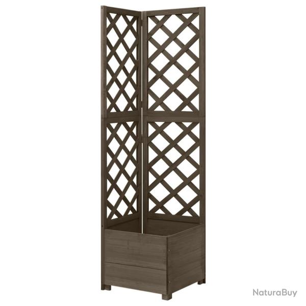 Jardinire d'angle en treillis Gris 40x40x150 cm Bois de sapin alsavelo