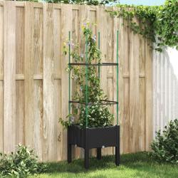 Jardini&egrave;re avec treillis noir 40x40x142,5 cm PP