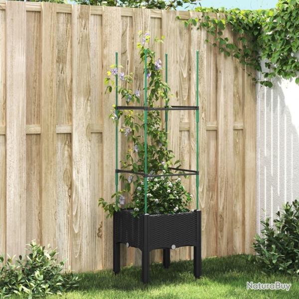Jardinire avec treillis noir 40x40x142,5 cm PP alsavelo