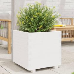 Jardini&egrave;re blanc 50x50x49,5 cm bois de pin massif