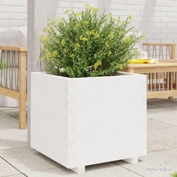 Jardinire blanc 50x50x49,5 cm bois de pin massif alsavelo