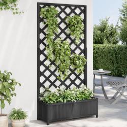 Jardini&egrave;re avec treillis noir bois massif de sapin