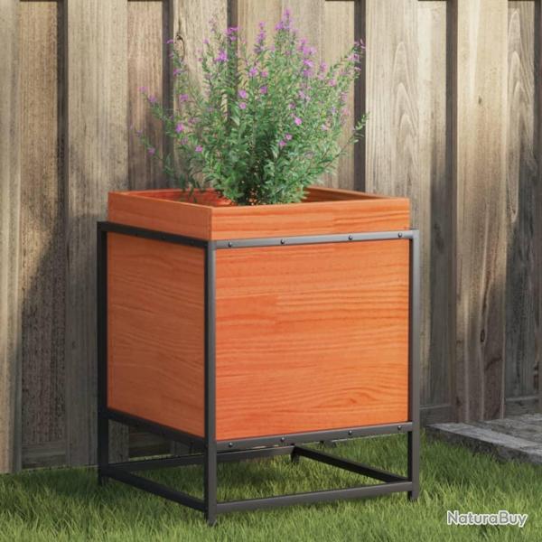 Jardinire cire marron 40x40x50 cm bois de pin massif alsavelo