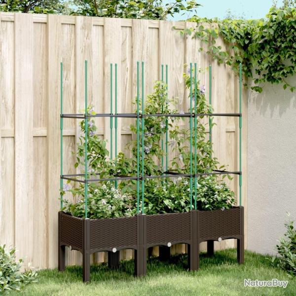 Jardini�re avec treillis marron 120x40x142,5 cm PP