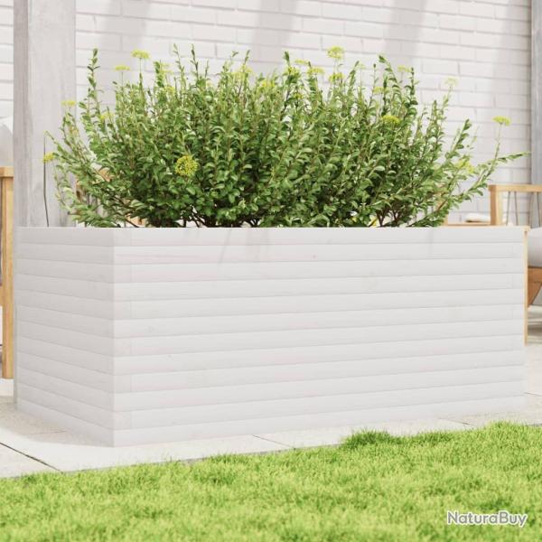 Jardini�re blanc 110x60x45,5 cm bois de pin massif