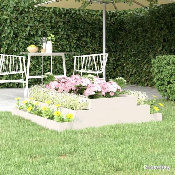 Jardini�re Blanc 110x110x27 cm Bois massif de pin