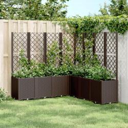 Jardini&egrave;re avec treillis marron 160x160x140 cm PP