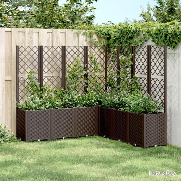 Jardini�re avec treillis marron 160x160x140 cm PP