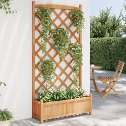 Jardini&egrave;re avec treillis marron bois massif de sapin