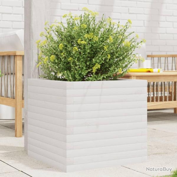 Jardini�re blanc 50x50x45,5 cm bois de pin massif