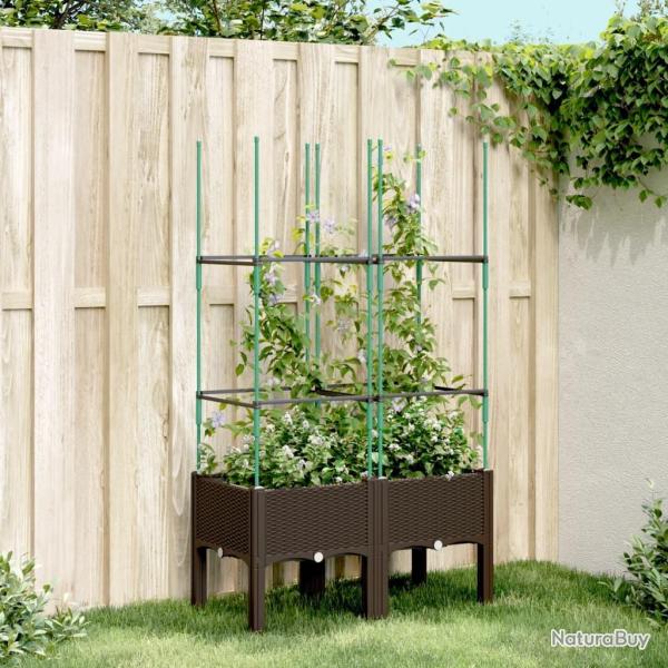 Jardini�re avec treillis marron 80x40x142,5 cm PP
