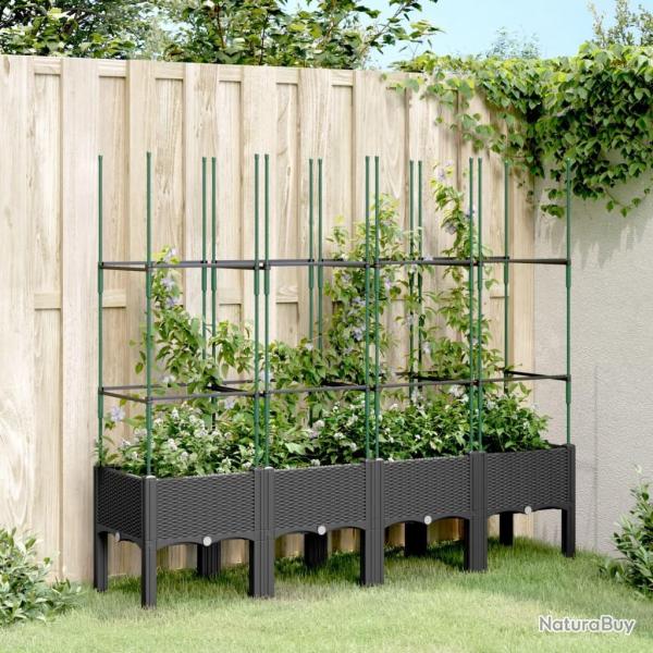 Jardinire avec treillis noir 160x40x142,5 cm PP alsavelo