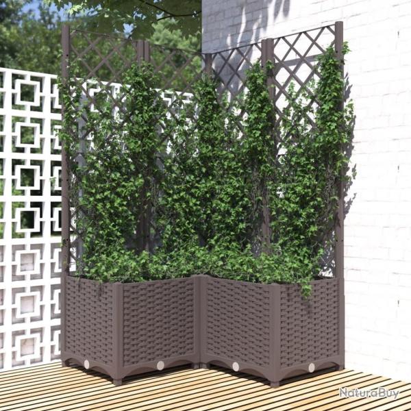 Jardini�re avec treillis Marron 80x80x136 cm PP