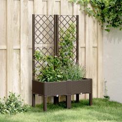 Jardini&egrave;re avec treillis marron 80x40x142 cm PP