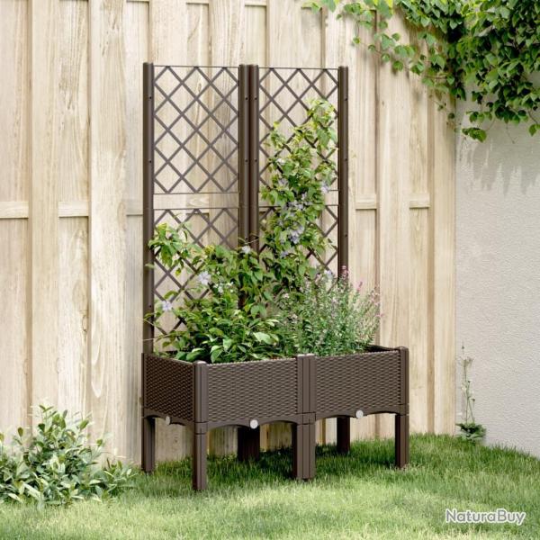 Jardini�re avec treillis marron 80x40x142 cm PP