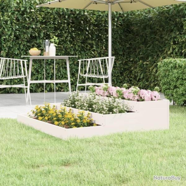 Jardinire Blanc 107x107x27 cm Bois massif de pin alsavelo