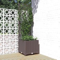 Jardini&egrave;re avec treillis Marron 40x40x136 cm PP