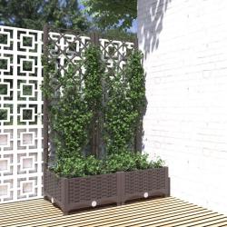 Jardini&egrave;re avec treillis Marron 80x40x121,5 cm PP