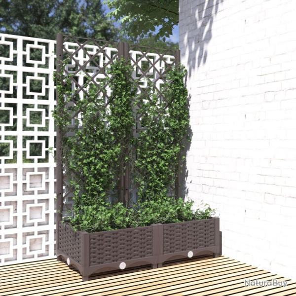 Jardini�re avec treillis Marron 80x40x121,5 cm PP