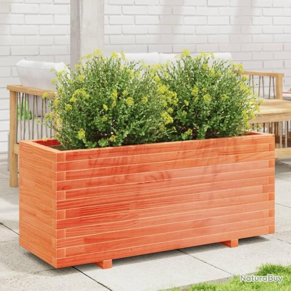 Jardinire cire marron 110x40x49,5 cm bois de pin massif alsavelo
