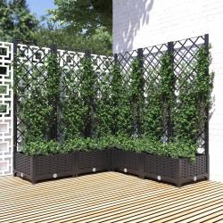 Jardini&egrave;re avec treillis noir 120x120x121,5 cm PP