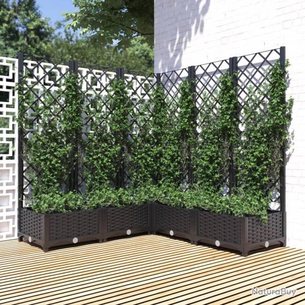 Jardinire avec treillis noir 120x120x121,5 cm PP alsavelo