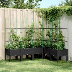 Jardini&egrave;re avec treillis noir 160x120x142,5 cm PP