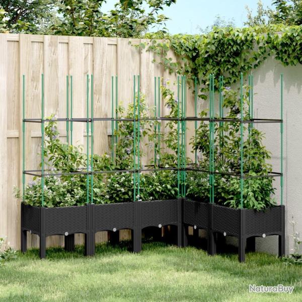Jardini�re avec treillis noir 160x120x142,5 cm PP
